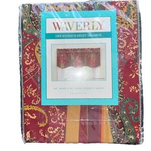 New Waverly Valance Byzance Becky 48" W x 18 L Pomegranate Paisley Stripe Cotton